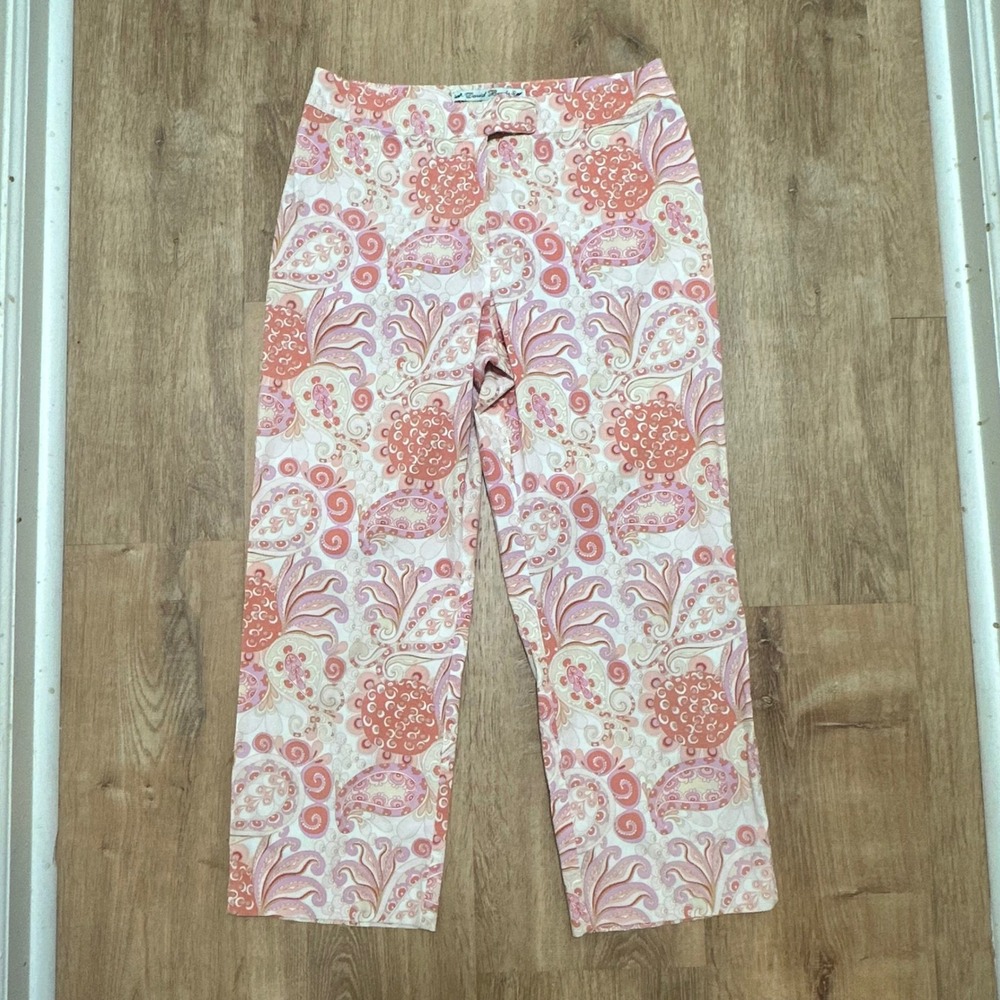 David‎ Brooks | Woman's Petite Pink Spring Paisley Print Cropped Pants, Size 10P